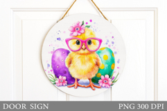 Easter Chick Door Sign Design. Easter Door Sign Sublimation Product Image 1