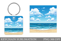 Sea Keychain Sublimation. Beach Keychain Design Product Image 1
