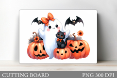 Ghost Cutting Board Sublimation. Halloween Cutting Board Product Image 1