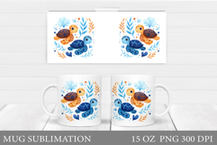Cute Turtle Mug Design. Summer Mug Sublimation Product Image 1