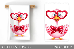 Valentines Goose Kitchen Towel. Valentines Kitchen Towel Product Image 1