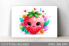 Cute Strawberry Cutting Board. Cute Strawberry Sublimation Product Image 1