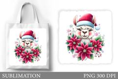 Christmas Lama Tote Bag. Christmas Tote Bag Sublimation Product Image 1