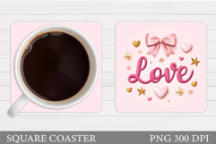 Love Coaster Sublimation. Valentines Coaster Design Product Image 1