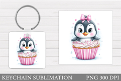 Cute Penguin Keychain Sublimation. Christmas Keychain Design Product Image 1