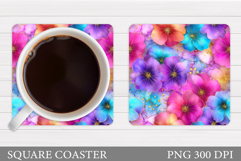 Floral Coaster Design. Flowers Coaster Sublimation Product Image 1