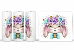 Cute Bunny Tumbler Design. Bunny Sublimation Product Image 2