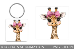 Cute Giraffe Keychain Design. Cute Giraffe Subliation Product Image 1