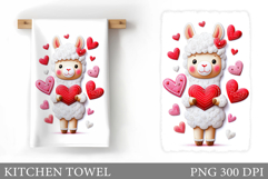 Valentines Lama Kitchen Towel. Valentines Kitchen Towel Product Image 1