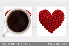 Heart Coaster Sublimation. Valentine Square Coaster Design Product Image 1
