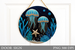 Jellyfish Door Sign Sublimation. Sea Door Sign Design Product Image 1