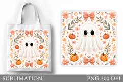 Cute Ghost Tote Bag Design. Cute Halloween Sublimation Product Image 1