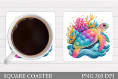 Sea Turtle Coaster Design. Summer Coaster Sublimation Product Image 1