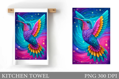 Hummingbird Kitchen Towel. Hummingbird Sublimation Product Image 1