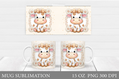 Cute Cow Mug Sublimation. Funny Cow Mug Wrap Design Product Image 1