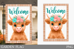 Highland Cow Garden Flag. Cute Cow Garden Flag Design Product Image 1