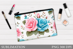 Roses Makeup Bag Sublimation. Floral Makeup Bag Design Product Image 1