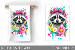 Raccoon Kitchen Towel Design. Cute Raccoon Sublimation Product Image 1