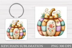 Fall Pumpkin Keychain Design. Pumpkin Keychain Sublimation Product Image 1