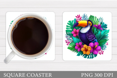 Toucan Coaster Design. Toucan Flowers Coaster Sublimation Product Image 1