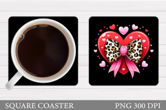 Hearts Coaster Sublimation. Hearts Square Coaster Design Product Image 1