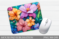 Tropical Mouse Pad Sublimation. Tropical Flowers Mouse Pad Product Image 1