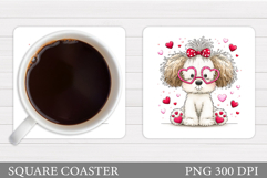 Valentines Dog Coaster. Valentines Dog Coaster Design Product Image 1