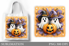 Ghost Tote Bag Sublimation. Halloween Tote Bag Design Product Image 1