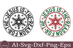 Jesus Is The Reason For The Season Christmas Round Sign SVG Product Image 1