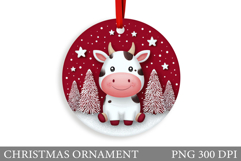 Cute Cow Christmas Ornament. Christmas Ornament Sublimation Product Image 1