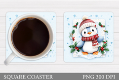 Christmas Penguin Coaster. Christmas Coaster Sublimation Product Image 1