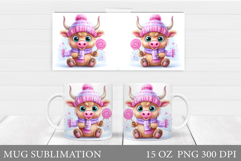 Cute Cow Mug Sublimation. Funny Cow Mug Wrap Design Product Image 1