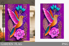 Hummingbird Garden Flag. Bird Garden Flag Sublimation Product Image 1