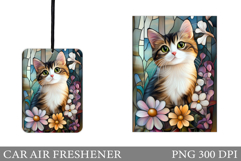 Cute Cat Car Air Freshener Design. Cute Cat Sublimation Product Image 1