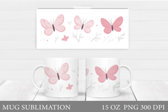 Butterflies Mug Sublimation. Butterfly Mug Design Product Image 1