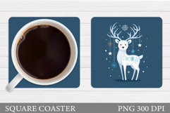 Reindeer Coaster Design. Christmas Coaster Sublimation Product Image 1