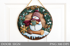 Cute Snowman Door Sign. Christmas Door Sign Sublimation Product Image 1