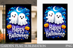 Cute Halloween Garden Flag. Cute Ghost Pumpkin Garden Flag Product Image 1