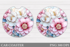 Floral Coaster Design. Flowers Car Coaster Sublimation Product Image 1