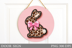 Leopard Bunny Door Sign Design. Leopard Bunny Sublimation Product Image 1