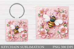 Bee Keychain Design. Bee Sublimation Product Image 1
