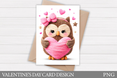 Valentines Owl Card Printable. Valentines Card Design Product Image 1