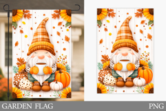 Fall Gnome Garden Flag. Fall Garden Flag Sublimation Product Image 1