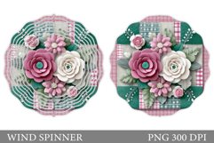 Floral Wind Spinner Sublimation. Flowers Wind Spinner Design Product Image 1