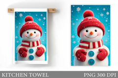 Snowman Kitchen Towel Design. Christmas Kitchen Towel Product Image 1