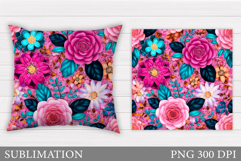 Flowers Pillow Design. Floral Pillow Sublimation Product Image 1