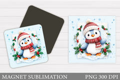 Christmas Magnet Design. Penguin Magnet Sublimation Product Image 1