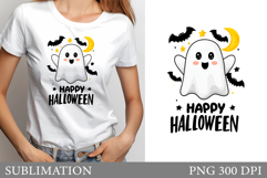 Halloween Ghost Sublimation. Cute Ghost T-Shirt Design Product Image 1