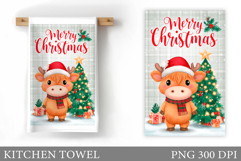 Christmas Cow Kitchen Towel. Christmas Kitchen Towel Design Product Image 1