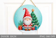 Christmas Gnome Door Sign. Christmas Door Sign Sublimation Product Image 1